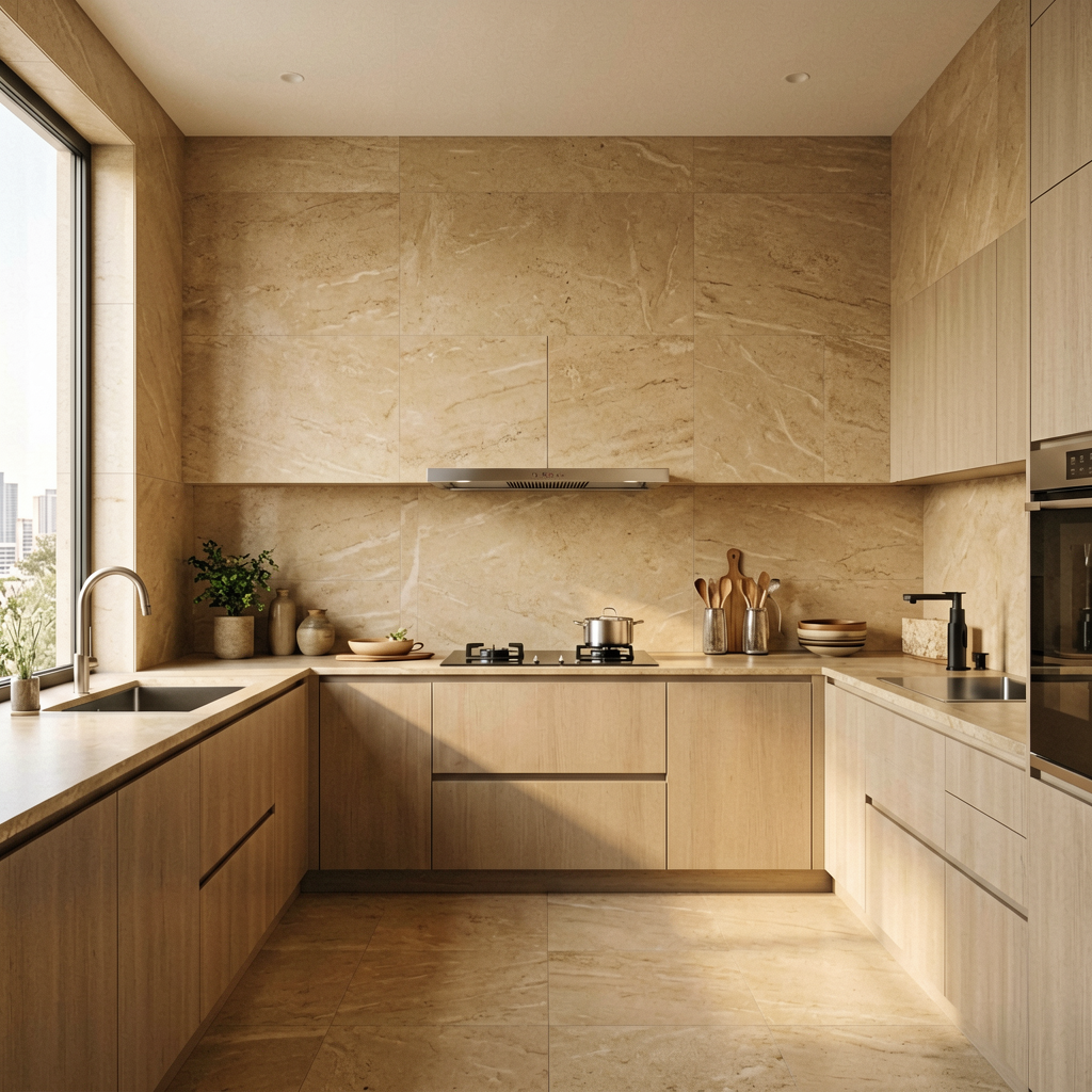 Marazzi Large-Format Porcelain installed — Satin · 1200 × 2780 mm